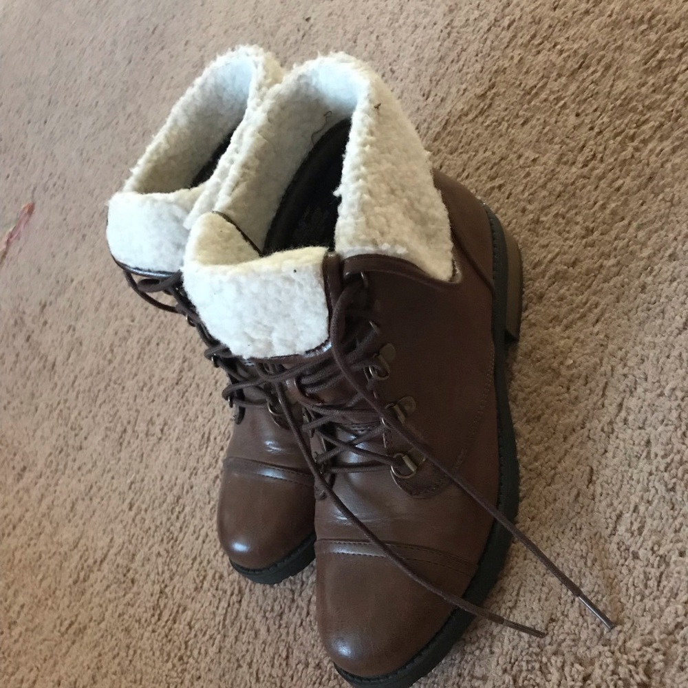 Brown and Cream Ankle Boots
